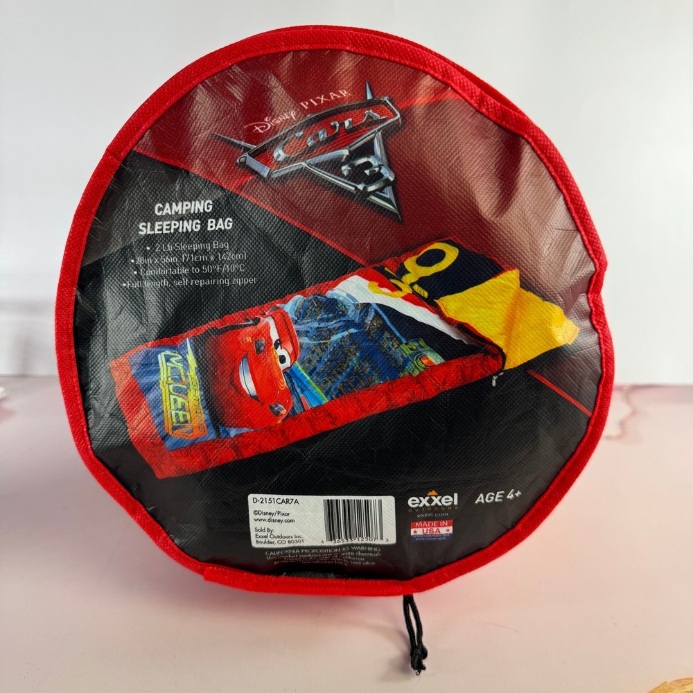Disney Pixar Cars 3 Lightning McQueen Kids Camping Sleeping Bag Red Exxel D-2151